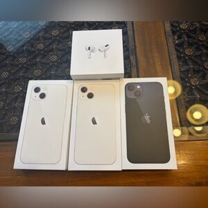 3 iPhone 13 (and Apple Stickers) Boxes and 1 AirPods Pro Box. Just the boxes…